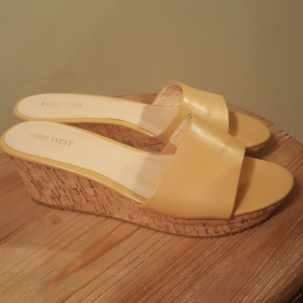 Tan Wedge Slide Leather Sandal